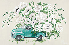 HH210 - White Floral Truck - 18x12