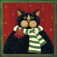 HILL673 - Green Striped Scarf Cat - 12x12