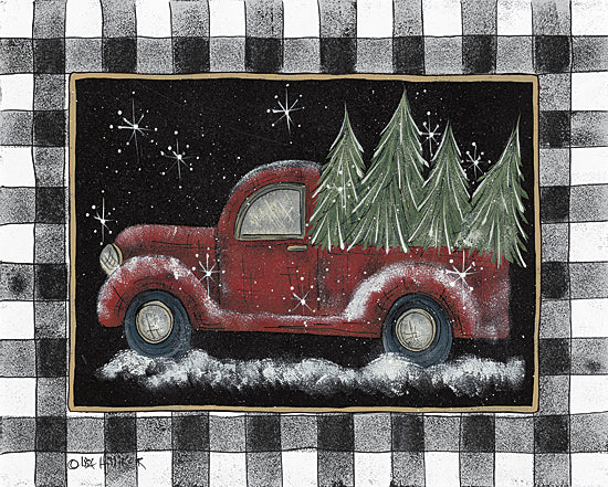Lisa Hilliker HILL729 - HILL729 - Christmas Trees for Sale - 16x12 Truck, Red Car, Christmas Tree, Holidays, Black & White Plaid, Winter from Penny Lane