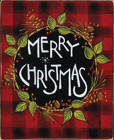 Lisa Hilliker HILL786 - HILL786 - Let's Be Merry - 12x16 Christmas, Holidays, Merry Christmas, Wreath, Greenery, Plaid, Lodge, Winter from Penny Lane