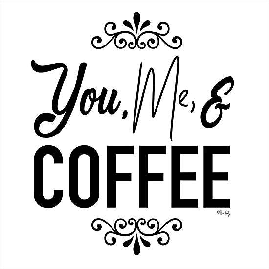 Heidi Kuntz HK113 - HK113 - You, Me, & Coffee - 12x12 You, Me & Coffee, Humorous, Kitchen, Black & White, Signs from Penny Lane