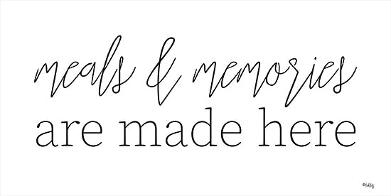 Heidi Kuntz HK160 - HK160 - Meals & Memories are Made Here - 18x9 Meals & Memories, Family, Kitchen, Calligraphy, Black & White, Signs from Penny Lane