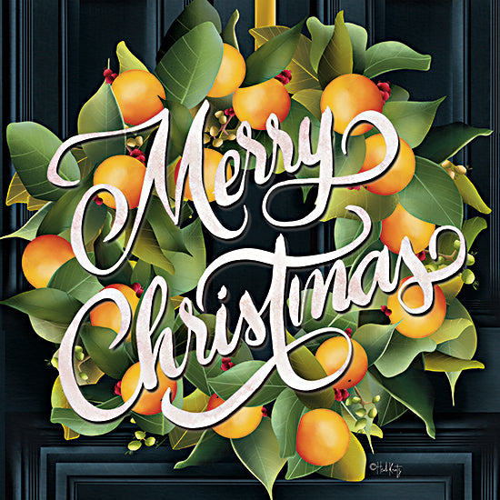 Heidi Kuntz HK170 - HK170 - Merry Christmas Orange Wreath - 12x12 Merry Christmas, Orange Wreath, Holidays, Oranges, Fruit, Wreath, Citrus, Door Hanger, Signs from Penny Lane