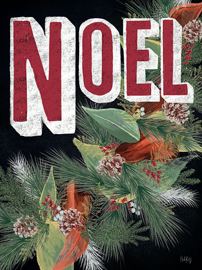 Heidi Kuntz HK179 - HK179 - Noel Wreath - 12x16 Christmas, Holidays, Noel, Pine Sprig, Pine Cones, Typography, Signs from Penny Lane