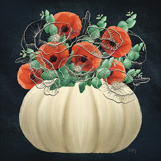Heidi Kuntz HK182 - HK182 - Poppy Pumpkin - 12x12 Poppies, Pumpkin, Still Life, Fall, Flowers, Orange Poppies from Penny Lane