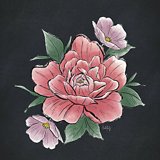 Heidi Kuntz HK184 - HK184 - Peonies - 12x12 Flowers, Peonies, Pink Peonies, Spring, Spring Flowers, Black Background from Penny Lane