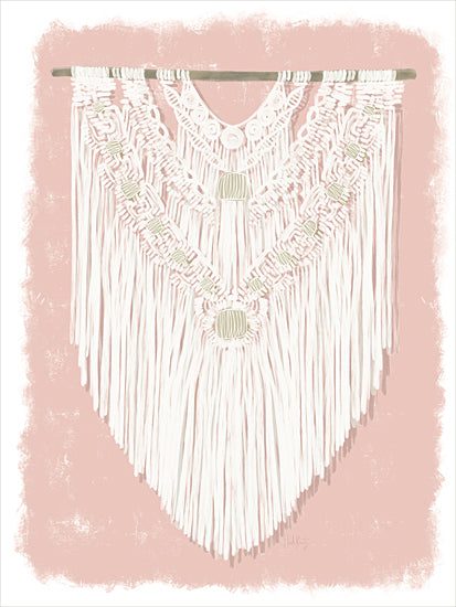 Heidi Kuntz HK193 - HK193 - Boho Wall Hanging II - 12x16 Macramé, Wall Hanging, Bohemian, Pink & White, Retro, 1970s from Penny Lane