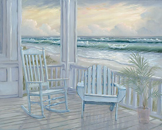 Georgia Janisse JAN264 - JAN264 - Coastal Porch II - 16x12 Coastal Porch, Ocean,  Coast, Porch, Rocking Chair, Plants, Leisure from Penny Lane