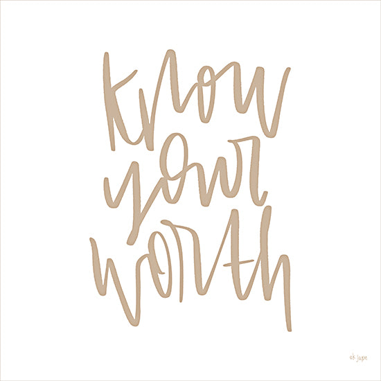 Jaxn Blvd. JAXN663 - JAXN663 - Know Your Worth - 12x12 Inspirational, Typography, Signs, Motivational, Know Your Worth, Tween, Gold from Penny Lane
