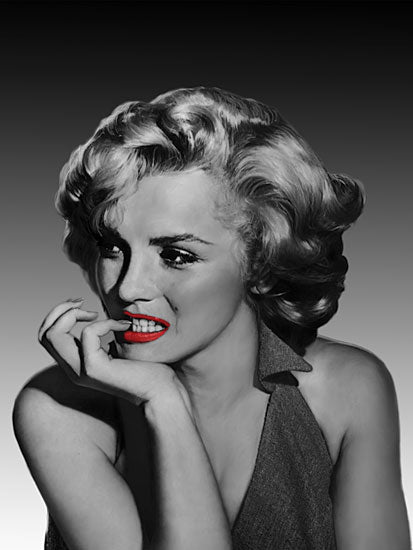 JG Studios JGS304 - JGS304 - The Thinker Red Lips - 12x16 Marilyn Monroe, Red Lipstick, Portrait, Black & White from Penny Lane