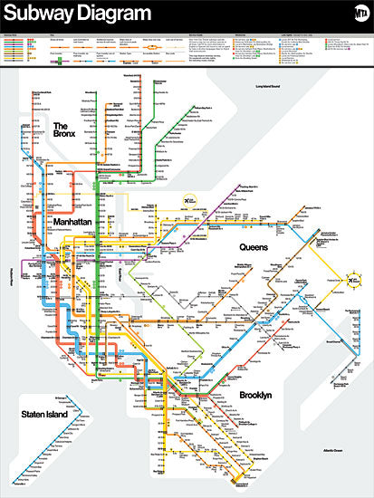 JG Studios JGS525 - JGS525 - Subway Diagram - 12x16 Travel, Subway Diagram, New York City, New York, Typography, Signs from Penny Lane