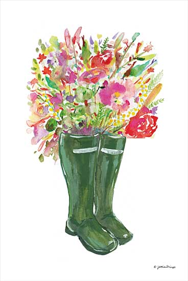 Jessica Mingo JM475 - JM475 - Blooms and Boots - 12x18 Flowers, Wildflowers, Rain Boots, Gardening, Still Life from Penny Lane
