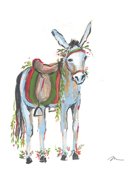 Jessica Mingo JM518 - JM518 - Christmas Donkey I - 12x16 Christmas, Holidays, Donkey, Greenery, Animals, Winter from Penny Lane