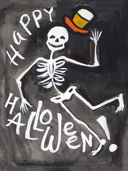 Jessica Mingo JM564 - JM564 - Happy Halloween - 12x16 Halloween, Happy Halloween, Typography, Signs, Textual Art, Skelton, Top Hat, Chalkboard from Penny Lane