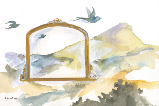 Jessica Mingo JM576 - JM576 - Sparrows - 18x12 Abstract, Landscape, Mountains, Sparrows, Birds, Frame, Watercolor from Penny Lane