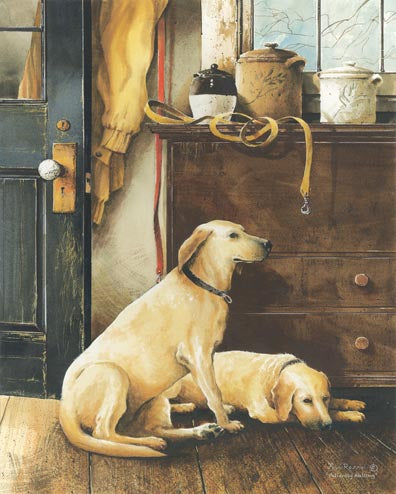 John Rossini JR212 - Patiently Waiting  - Dogs, House, Pots from Penny Lane Publishing