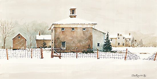 John Rossini JR378 - JR378 - Open Gate - 18x9 House, Homestead, Fence, Winter, Snow, Folk Art from Penny Lane