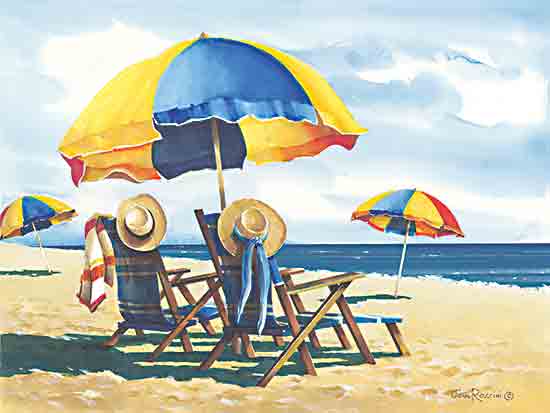 John Rossini JR383 - JR383 - His & Her's - 16x12 Coastal, Beach, Umbrellas, Chairs, Sand, Coastal, Leisure, Sunbathing, Vacation from Penny Lane