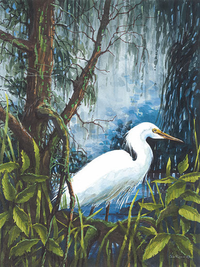 John Rossini JR395 - JR395 - At Home - 12x16 Coastal, Egret, Tropical, Swamp, Trees, Landscape from Penny Lane