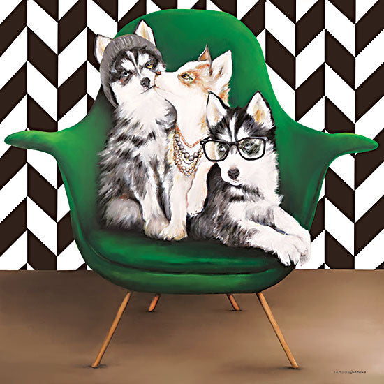 Kamdon Kreations KAM112 - KAM112 - Hipster, Sister and Mister - 12x12 Dogs, Huskies, Whimsical, Chair, Modern, Leisure, Pets from Penny Lane