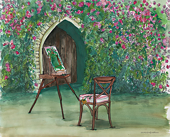 Kamdon Kreations KAM120 - KAM120 - Garden Painting - 16x12 Garden Painting, Abstract, Flowers, Archway, Easel, Watercolor from Penny Lane