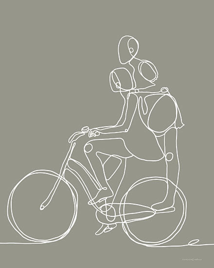 Kamdon Kreations KAM162 - KAM162 - Friend on a Bike - 12x16 Bike, Bicycle, Line Drawing, Figurative, Contemporary, Abstract from Penny Lane