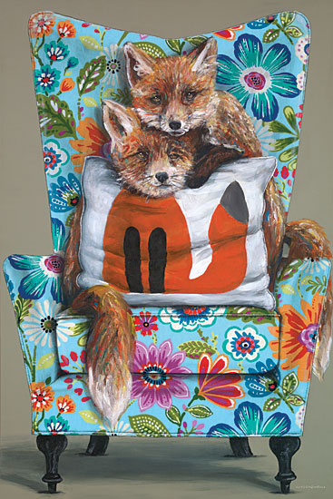 Kamdon Kreations KAM257 - KAM257 - Tail of Two Foxes     - 12x18 Foxes, Chair, Whimsical, Floral Chair from Penny Lane