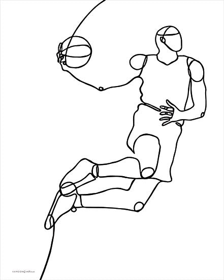 Kamdon Kreations KAM298 - KAM298 - Dunk - 12x16 Basketball, Basketball Player, Line Drawing, Abstract, Contemporary from Penny Lane