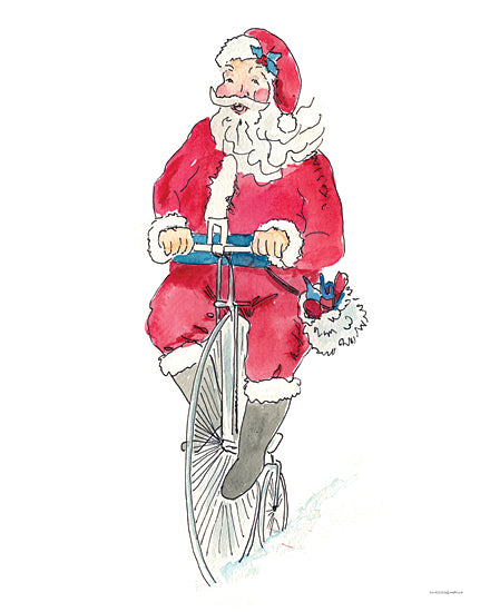 Kamdon Kreations KAM488 - KAM488 - Going to the Workshop - 12x18 Christmas, Holidays, Santa Claus, Santa on a Bicycle, Whimsical from Penny Lane