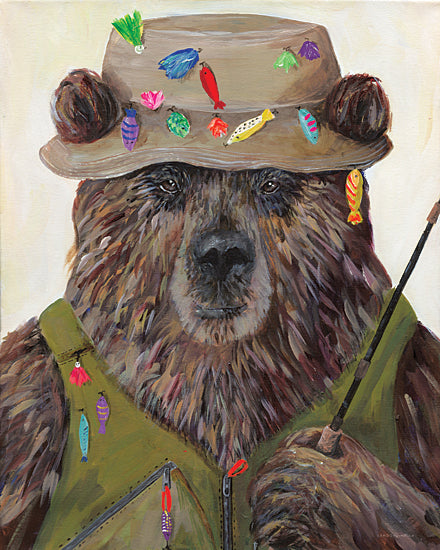 Kamdon Kreations KAM510 - KAM510 - Bear-ly a Bite - 12x16 Bear, Fishing, Fishing Gear, Lodge, Whimsical from Penny Lane