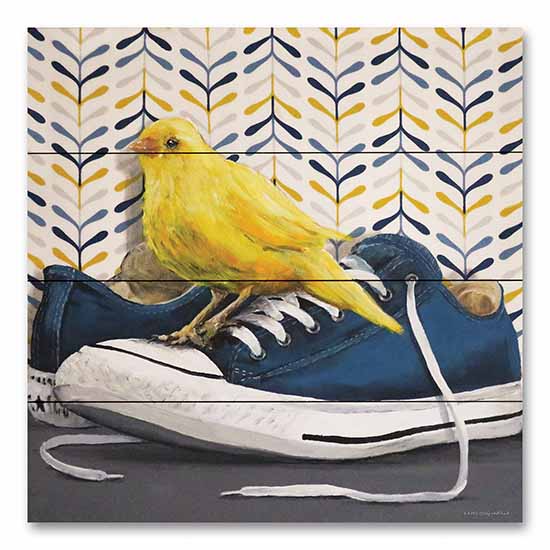 Kamdon Kreations KAM559PAL - KAM559PAL - Where's the Barn Cat - 12x12 Birds, Finch, Yellow Finch, Gym Shoes, Whimsical from Penny Lane