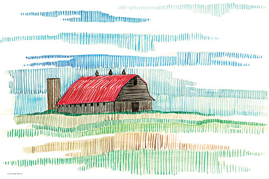 Kamdon Kreations KAM561 - KAM561 - Patches of Grass - 18x12 Abstract, Barn, Farm, Landscape, Lines, Contemporary from Penny Lane