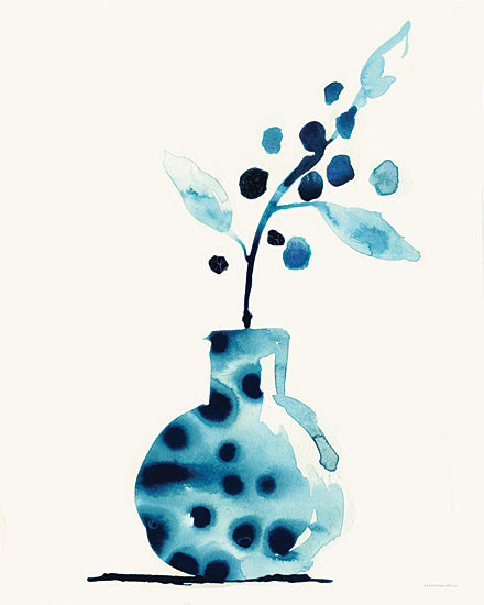 Kamdon Kreations KAM599 - KAM599 - Wild Berries - 12x16 Abstract, Berries, Plant, Vase, Blue & White, Contemporary from Penny Lane