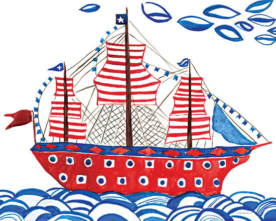 Kamdon Kreations KAM617 - KAM617 - Nautical Ties - 18x12 Ship, Boat, Abstract, Red, White & Blue, Patriotic from Penny Lane