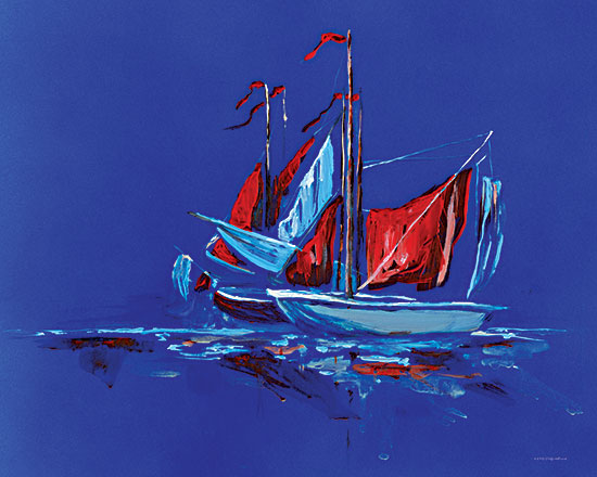 Kamdon Kreations KAM620 - KAM620 - Port and Starboard - 16x12 Sailboats, Boats, Abstract, Red, White & Blue, Patriotic, Lake from Penny Lane
