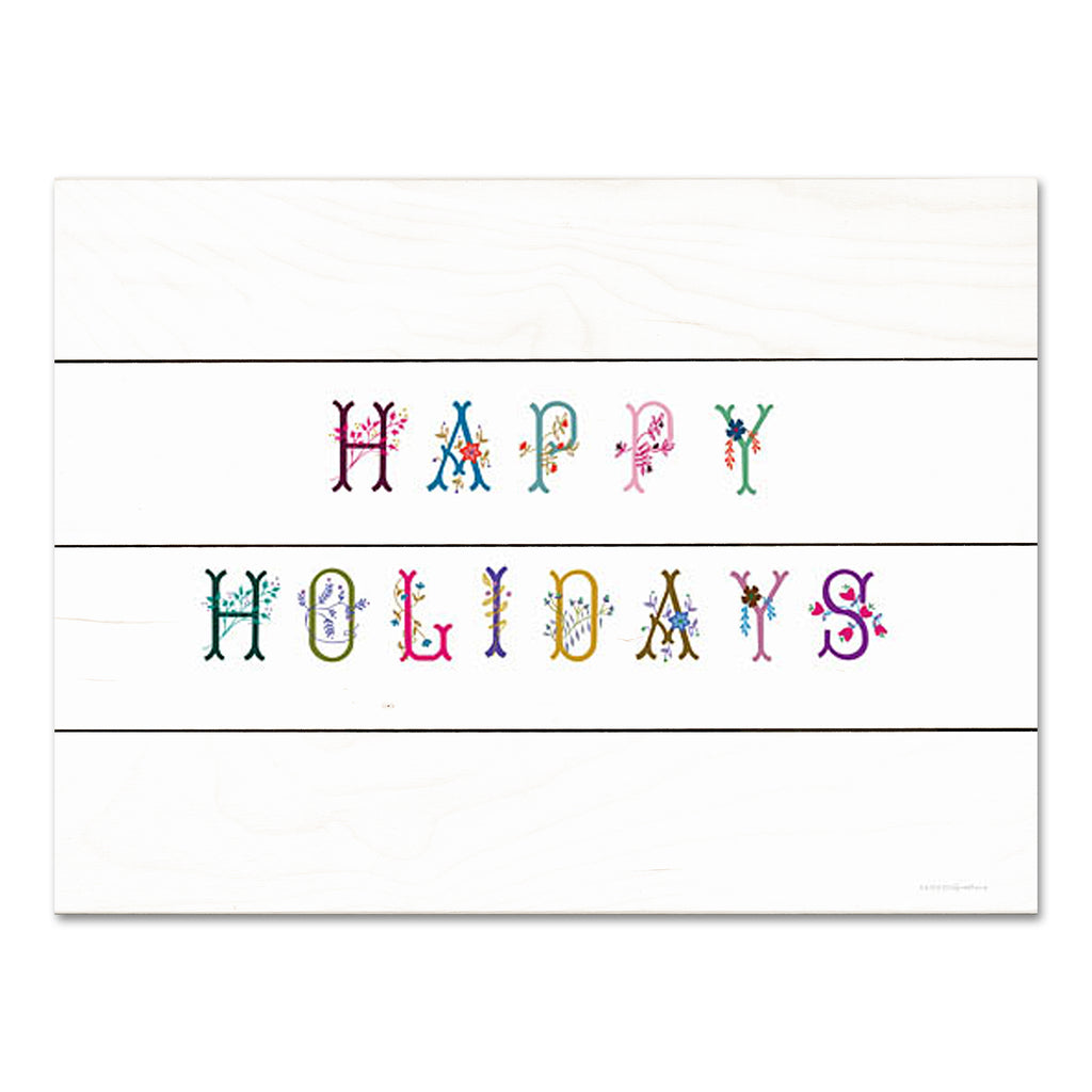 Kamdon Kreations KAM636PAL - KAM636PAL - Boho Happy Holidays - 16x12 Christmas, Holidays, Typography, Signs, Happy Holidays, Greenery, Flowers, Winter from Penny Lane