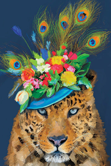 Kamdon Kreations KAM738 - KAM738 - Spotted in the Wild - 12x18 Whimsical, Fashion, Leopard, Hat, Peacock Feathers, Flowers, Portrait from Penny Lane