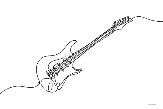 Kamdon Kreations KAM747 - KAM747 - Sound Wave 1 - 18x12 Music, Guitar, Electric Guitar, Musical Instrument, Line Drawing, Drawing Print, Black & White, Masculine from Penny Lane