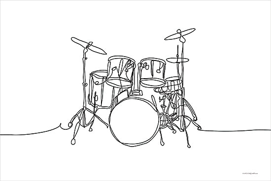 Kamdon Kreations KAM749 - KAM749 - Sound Wave 3 - 18x12 Music, Drums, Drum Set, Musical Instrument, Line Drawing, Drawing Print, Black & White, Masculine from Penny Lane