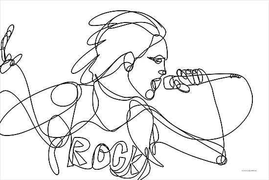 Kamdon Kreations KAM750 - KAM750 - Rockin' - 18x12 Music, Rock, Typography, Signs, Singer, Woman, Abstract, Black & White, Line Drawing, Drawing Print from Penny Lane