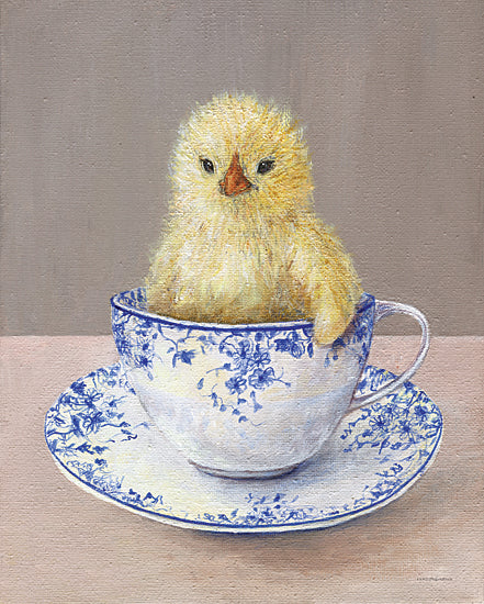 Kamdon Kreations KAM771 - KAM771 - Which Came First? - 12x16 Whimsical, Chick, Baby Chicken, Teacup, Blue & White Teacup from Penny Lane