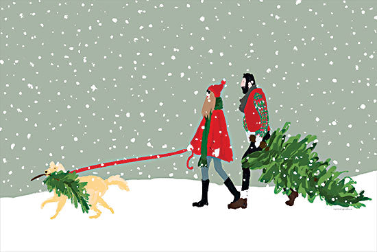 Kamdon Kreations KAM779 - KAM779 - Find the Perfect Tree - 18x12 Christmas, Holidays, Christmas Tree, Lodge, Couple, Woman, Man, Dog, Find the Perfect Tree, Winter, Snow, Hiking from Penny Lane