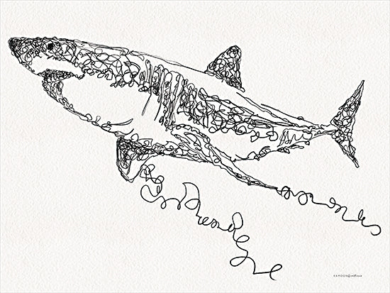 Kamdon Kreations KAM883 - KAM883 - Sketchy Character - 16x12 Coastal, Shark, Abstract, Sketch, Black and White, Drawing Print, Sketchy Character from Penny Lane