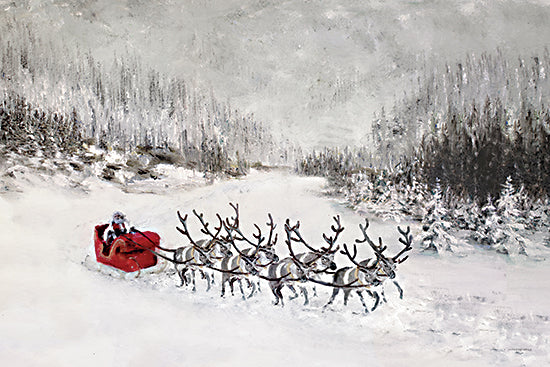 Kamdon Kreations KAM920 - KAM920 - Afternoon Sleigh Ride - 18x12 Christmas, Holidays, Santa Claus, Reindeer, Landscape, Winter, Snow, Afternoon Sleigh Ride, Red, Black from Penny Lane