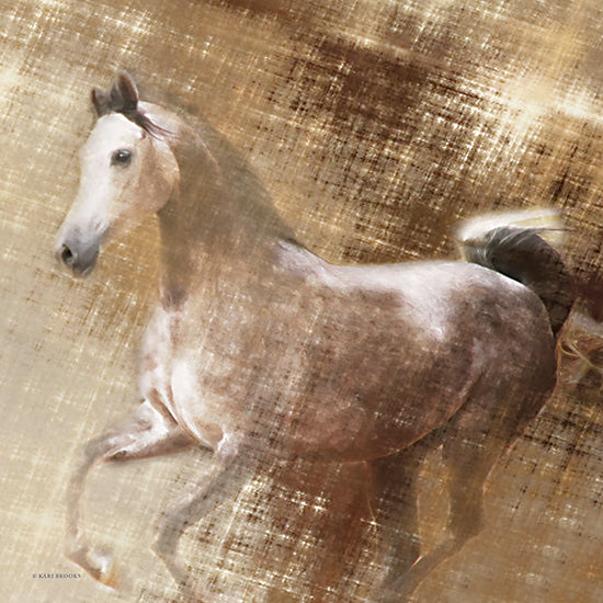 Kari Brooks  KARI167 - KARI167 - Golden Grey - 12x12 Horse, Galloping Horse, Sideview, Gray Horse, Gold Screen Background from Penny Lane