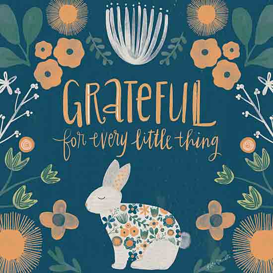 Katie Doucette KD115 - KD115 - Grateful for Every Little Thing - 12x12 Inspirational, Grateful for Every Little Thing, Typography, Signs, Textual Art, Folk Art, Flowers, Rabbit, Bunny, Patterns from Penny Lane