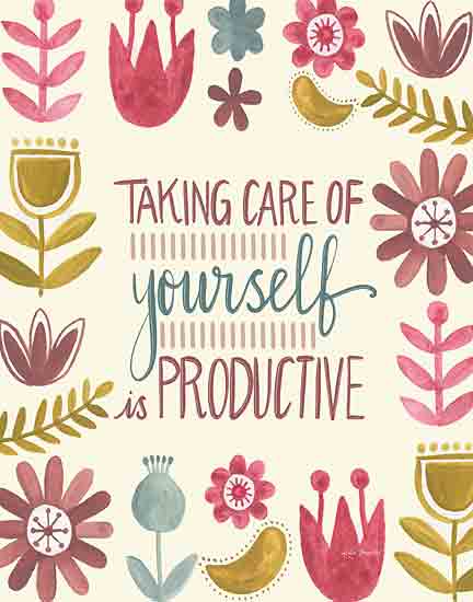 Katie Doucette KD120 - KD120 - Taking Care of Yourself if Productive - 12x16 Inspirational, Taking Care of Yourself is Productive, Typography, Signs, Textual Art, Flowers, Greenery from Penny Lane
