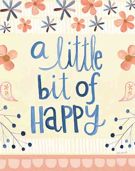 Katie Doucette KD148 - KD148 - A Little Bit of Happy - 12x16 Inspirational, A Little Bit of Happy, Typography, Signs, Textual Art, Flowers from Penny Lane