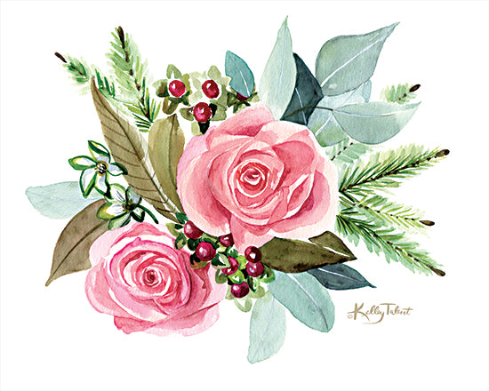 Kelley Talent KEL142 - KEL142 - Cottage Christmas - 16x12 Flowers, Pink Flowers, Roses, Greenery, Holidays, Bouquet from Penny Lane