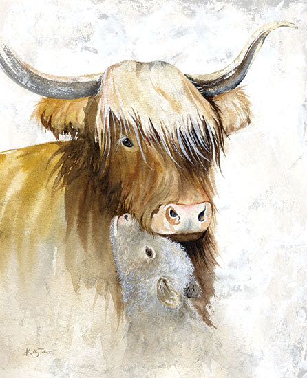 Kelley Talent KEL351 - KEL351 - Highland Hello - 12x16 Cows, Highland Cows, Mother, Calf, Abstract from Penny Lane